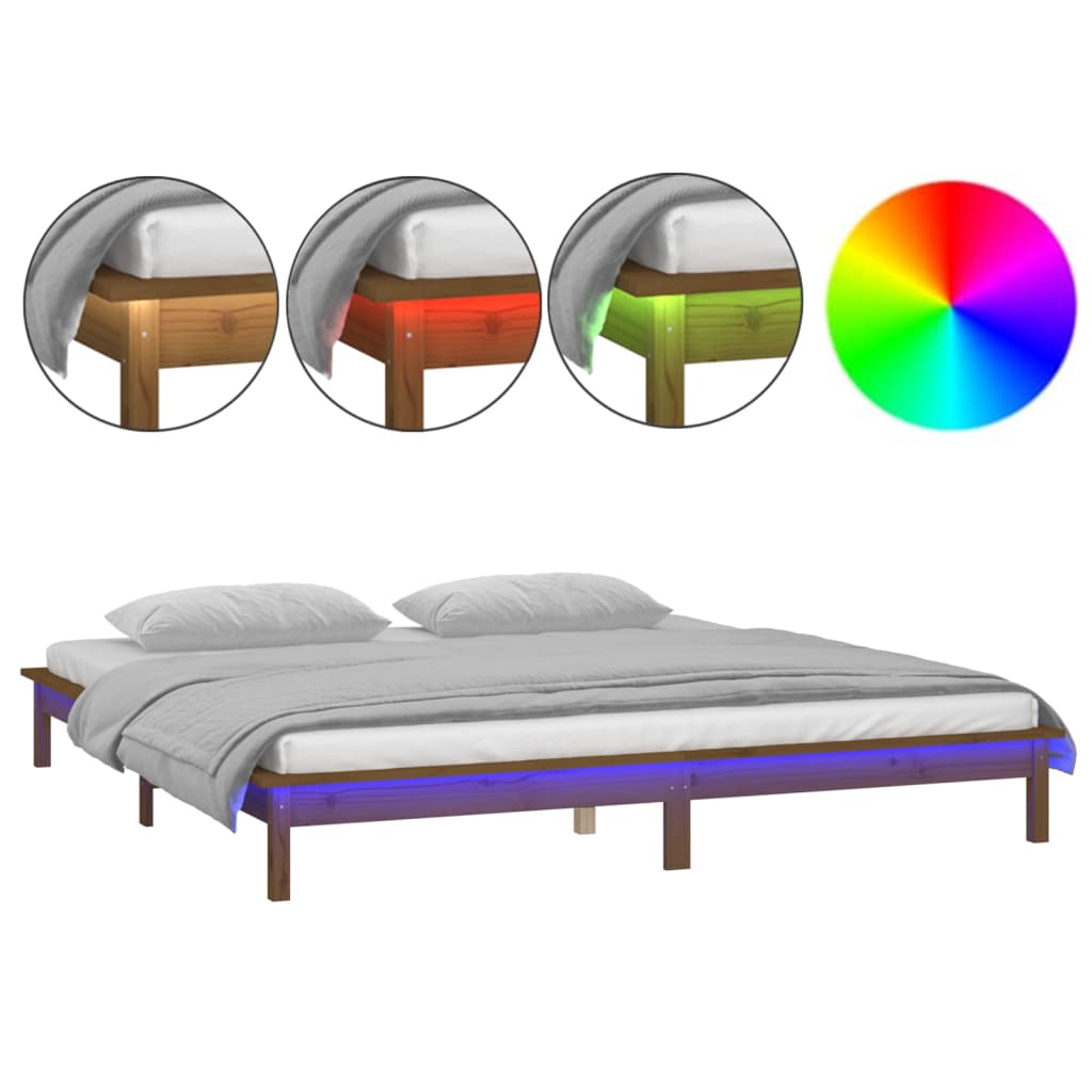 Giroletto Con Led Senza Materasso Ambra 120X200 Legno Massello