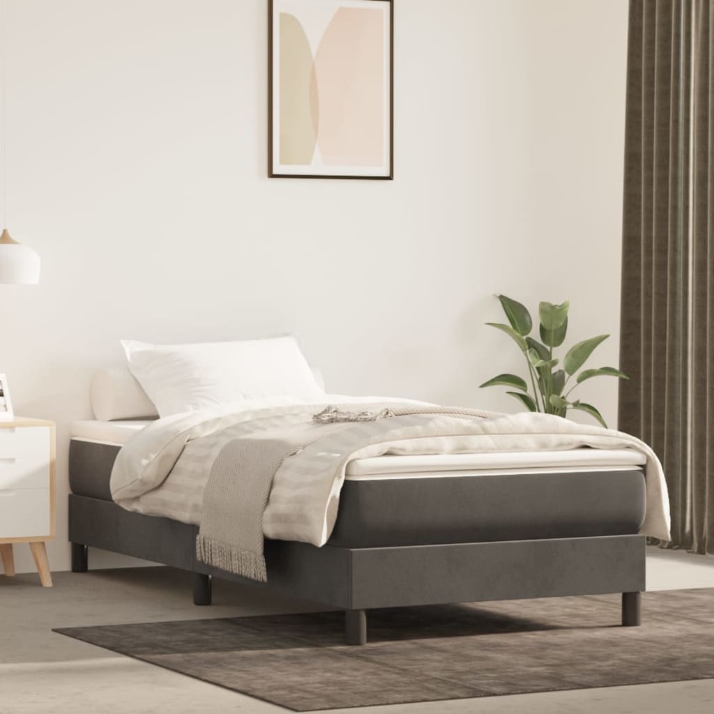 Materasso A Molle Insacchettate Rigidità Media 100X220X20 Cm In Velluto Grigio Scuro