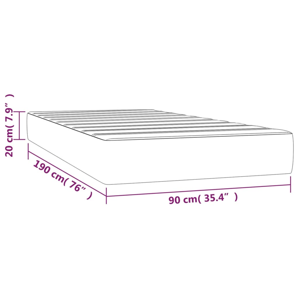 Materasso A Molle Insacchettate Rigidità Media Grigio 90X190X20 Cm In Tessuto Tortora