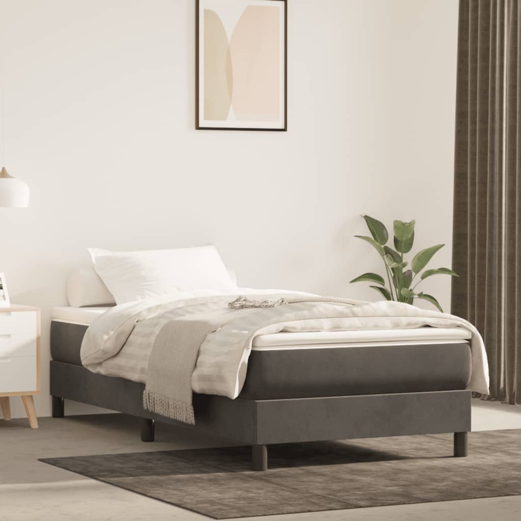 Materasso A Molle Insacchettate Rigidità Media 100X220X20 Cm In Velluto Grigio Scuro