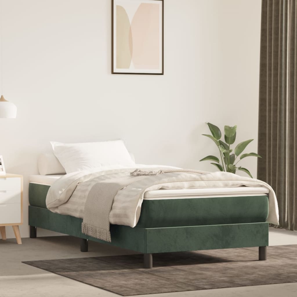 Materasso A Molle Insacchettate Rigidità Media 100X220X20 Cm In Velluto Verde Scuro