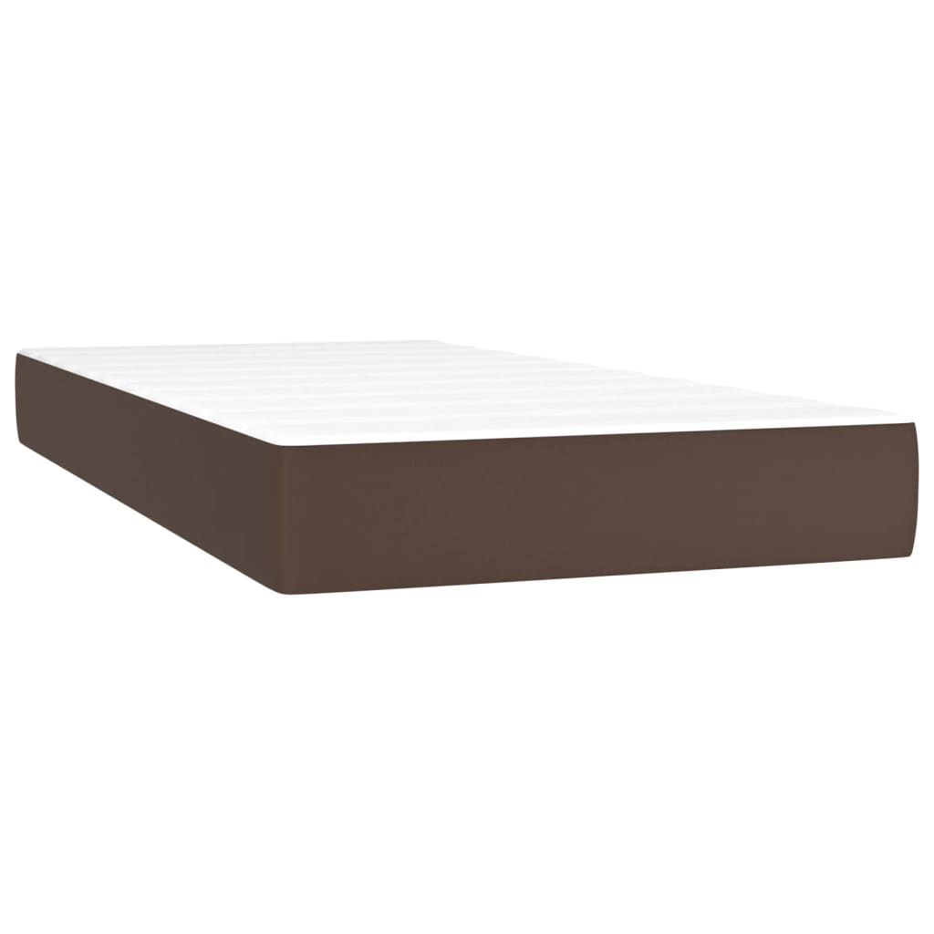 Materasso A Molle Insacchettate Rigidità Media Marrone 90X200X20 Cm In Similpelle Bianco