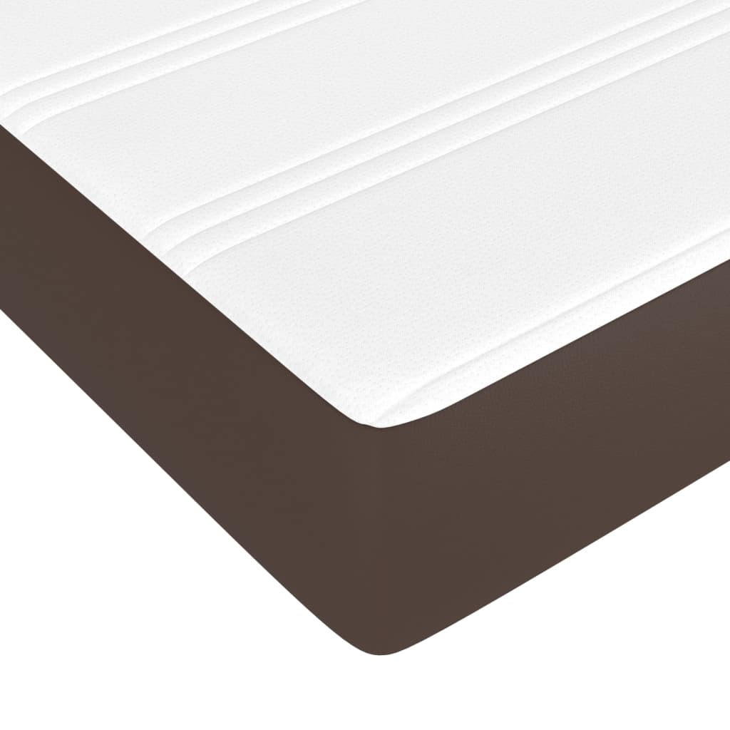 Materasso A Molle Insacchettate Rigidità Media Marrone 90X200X20 Cm In Similpelle Bianco