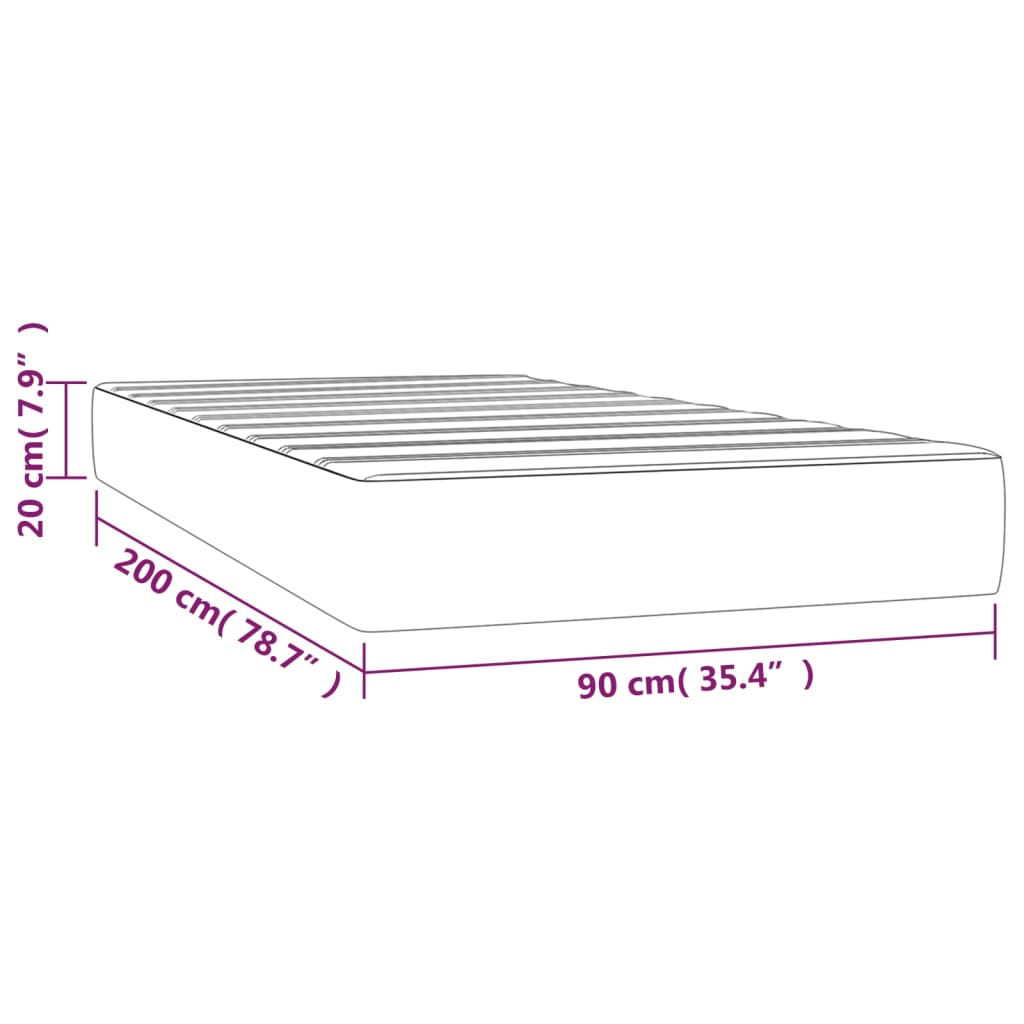 Materasso A Molle Insacchettate Rigidità Media Marrone 90X200X20 Cm In Similpelle Bianco