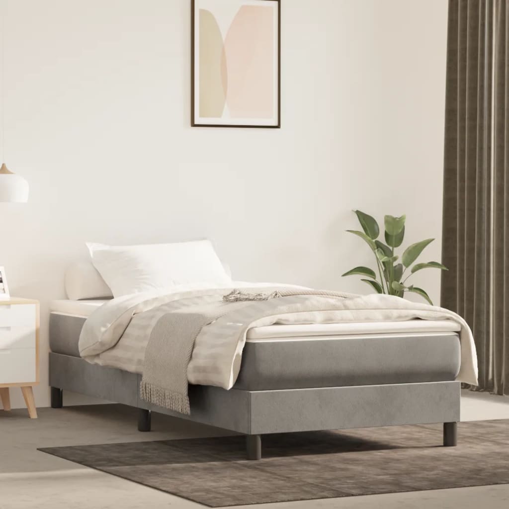 Materasso A Molle Insacchettate Rigidità Media 140X220X20 Cm In Velluto Grigio Chiaro