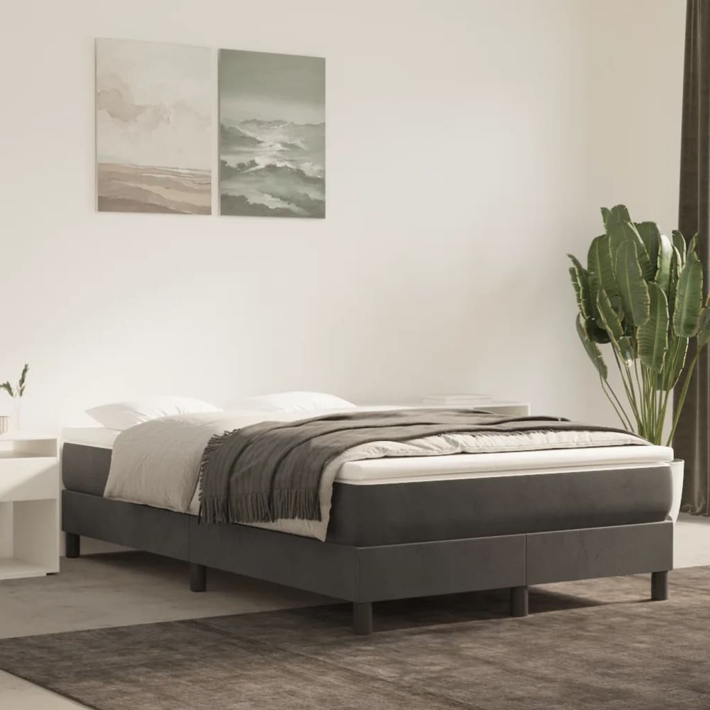 Materasso A Molle Insacchettate Rigidità Media 100X220X20 Cm In Velluto Grigio Scuro