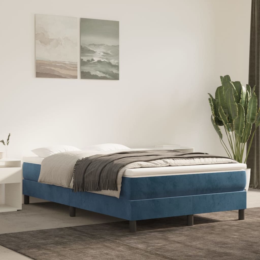 Materasso A Molle Insacchettate Rigidità Media 160X220X20 Cm In Velluto Blu Scuro