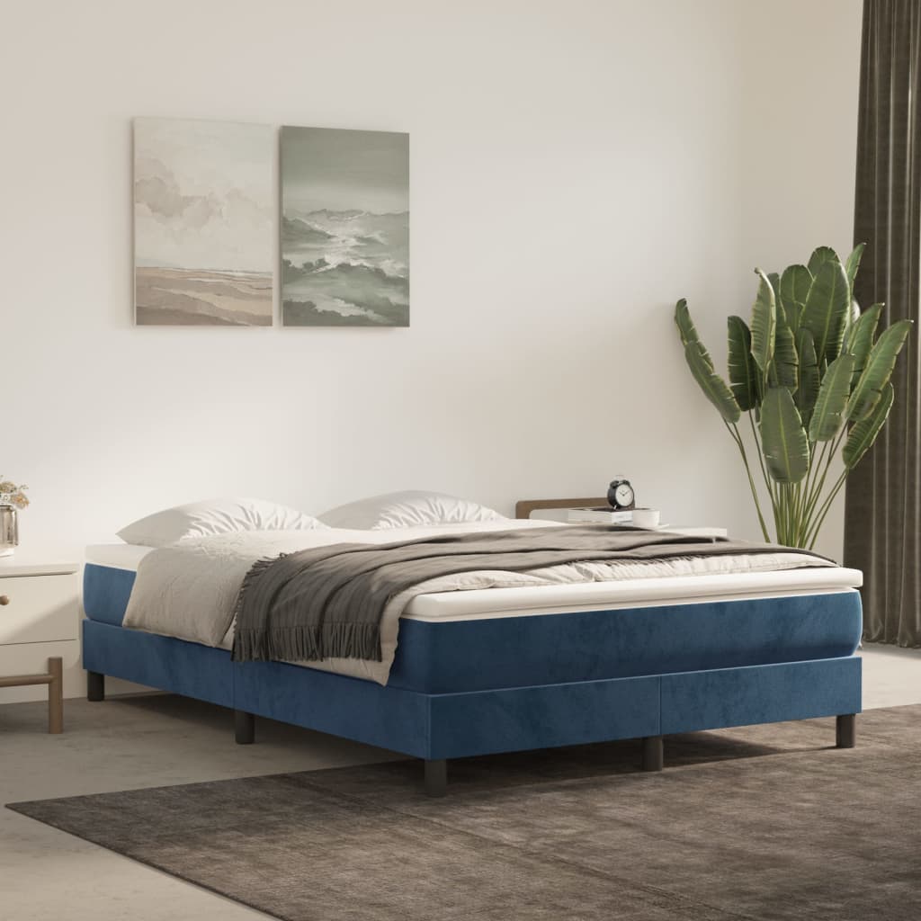 Materasso A Molle Insacchettate Rigidità Media 160X220X20 Cm In Velluto Blu Scuro