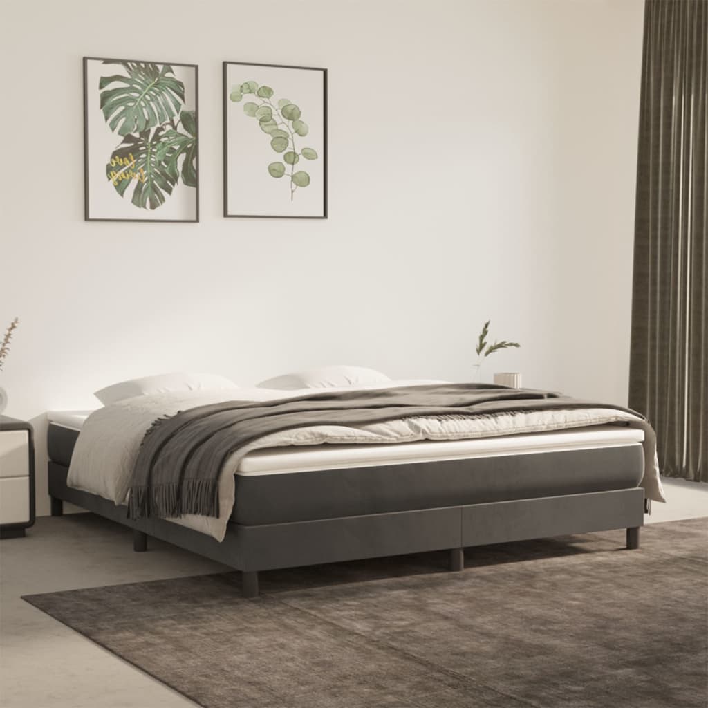 Materasso A Molle Insacchettate Rigidità Media 100X220X20 Cm In Velluto Grigio Scuro