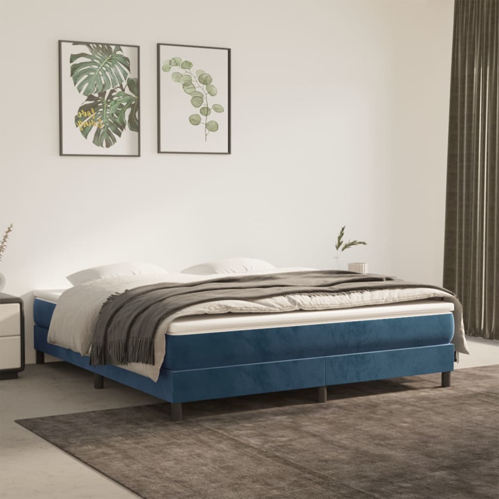 Materasso A Molle Insacchettate Rigidità Media 160X220X20 Cm In Velluto Blu Scuro