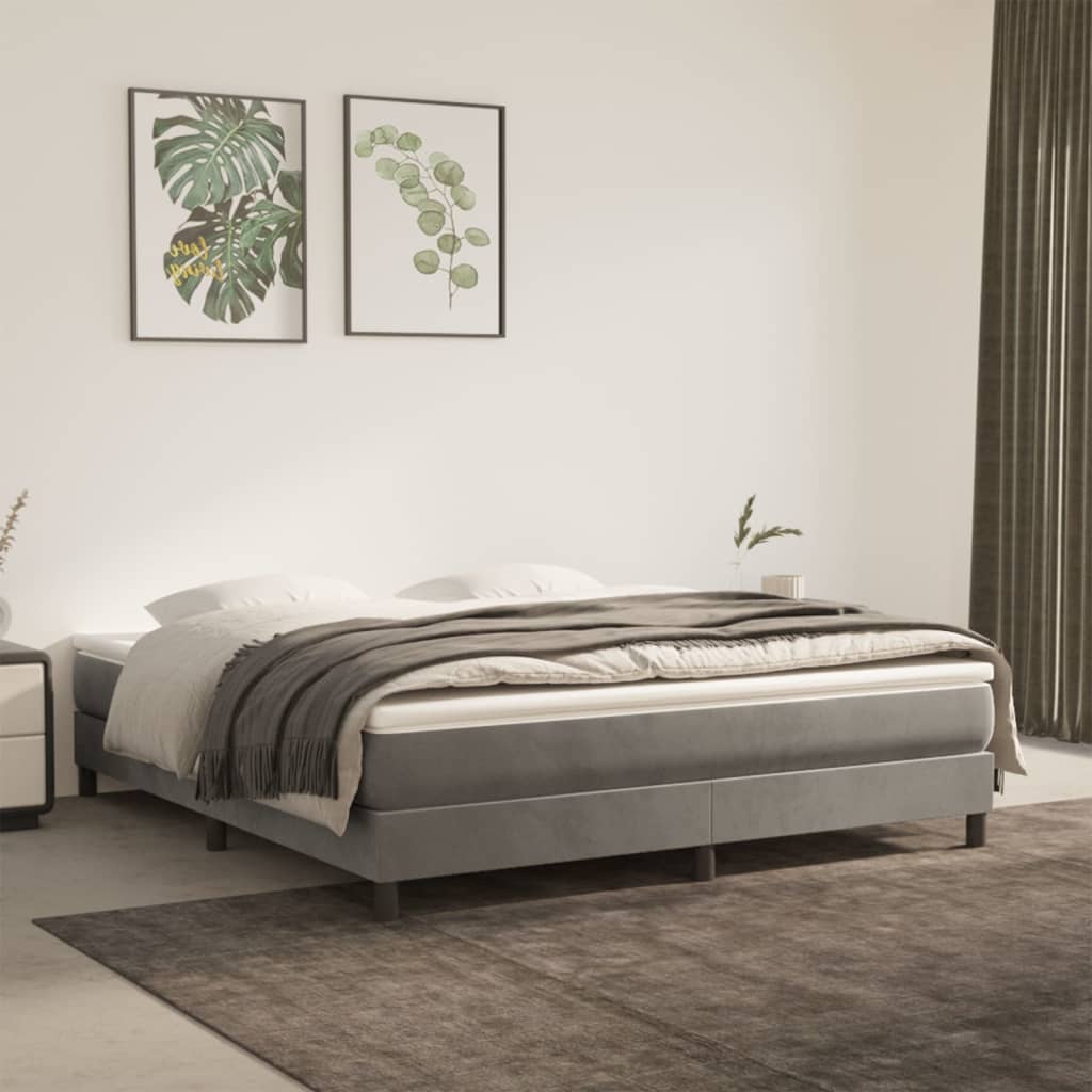 Materasso A Molle Insacchettate Rigidità Media 140X220X20 Cm In Velluto Grigio Chiaro