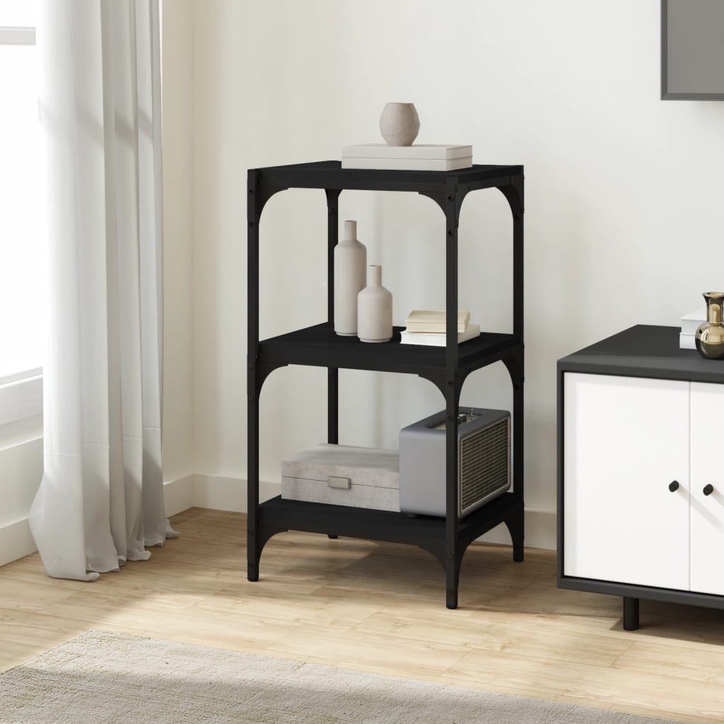 Mobile Porta Libri 40X33X70,5Cm Legno Multistrato Acciaio Nero