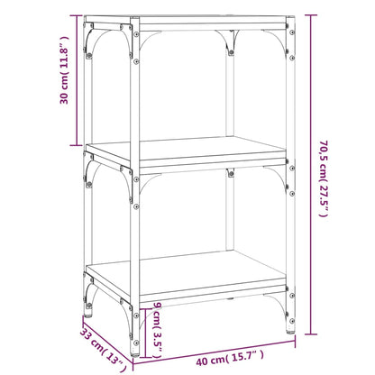 Mobile Porta Libri 40X33X70,5Cm Legno Multistrato Acciaio Nero