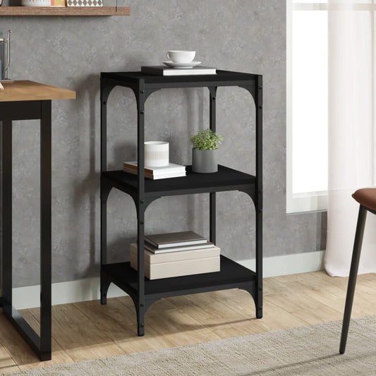 Mobile Porta Libri 40X33X70,5Cm Legno Multistrato Acciaio Nero