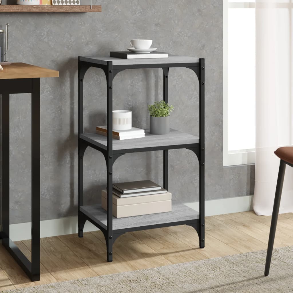 Libreria 60X33X Legno Multistrato E Acciaio Grigio Sonoma