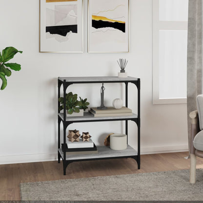 Libreria 60X33X Legno Multistrato E Acciaio Grigio Sonoma