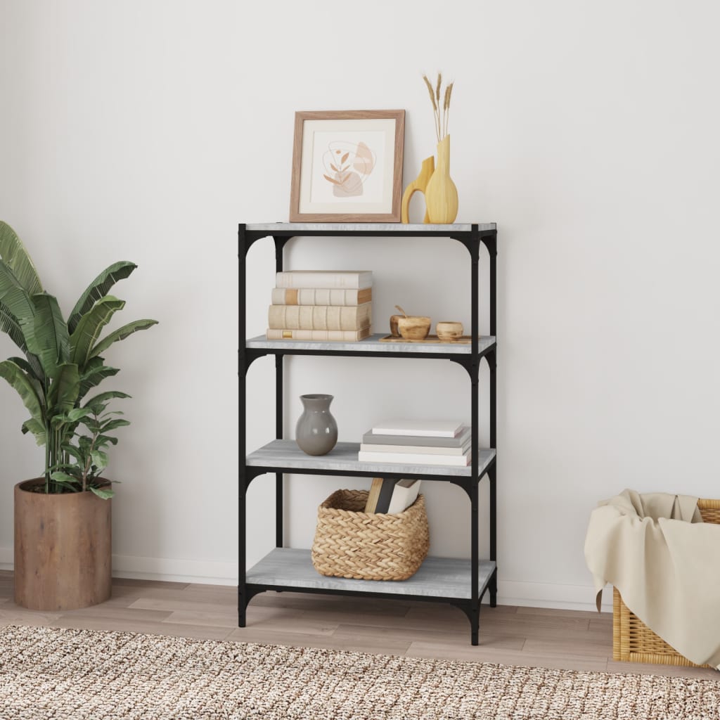 Libreria 60X33X Legno Multistrato E Acciaio Grigio Sonoma