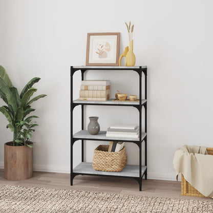 Libreria 60X33X Legno Multistrato E Acciaio Grigio Sonoma
