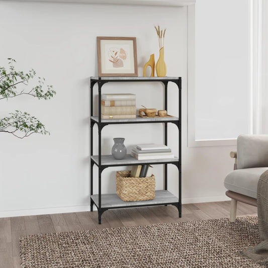 Libreria 60X33X Legno Multistrato E Acciaio Grigio Sonoma