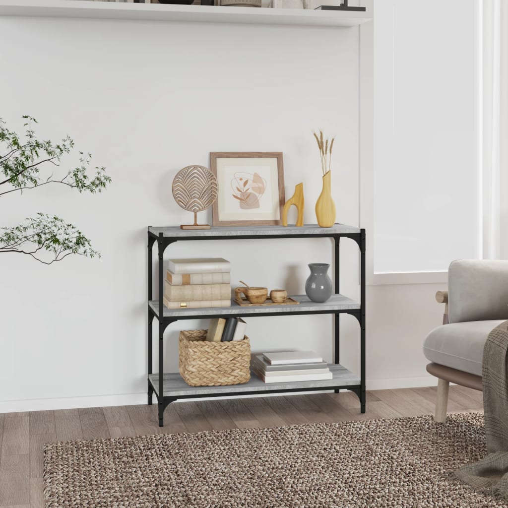 Libreria 60X33X Legno Multistrato E Acciaio Grigio Sonoma