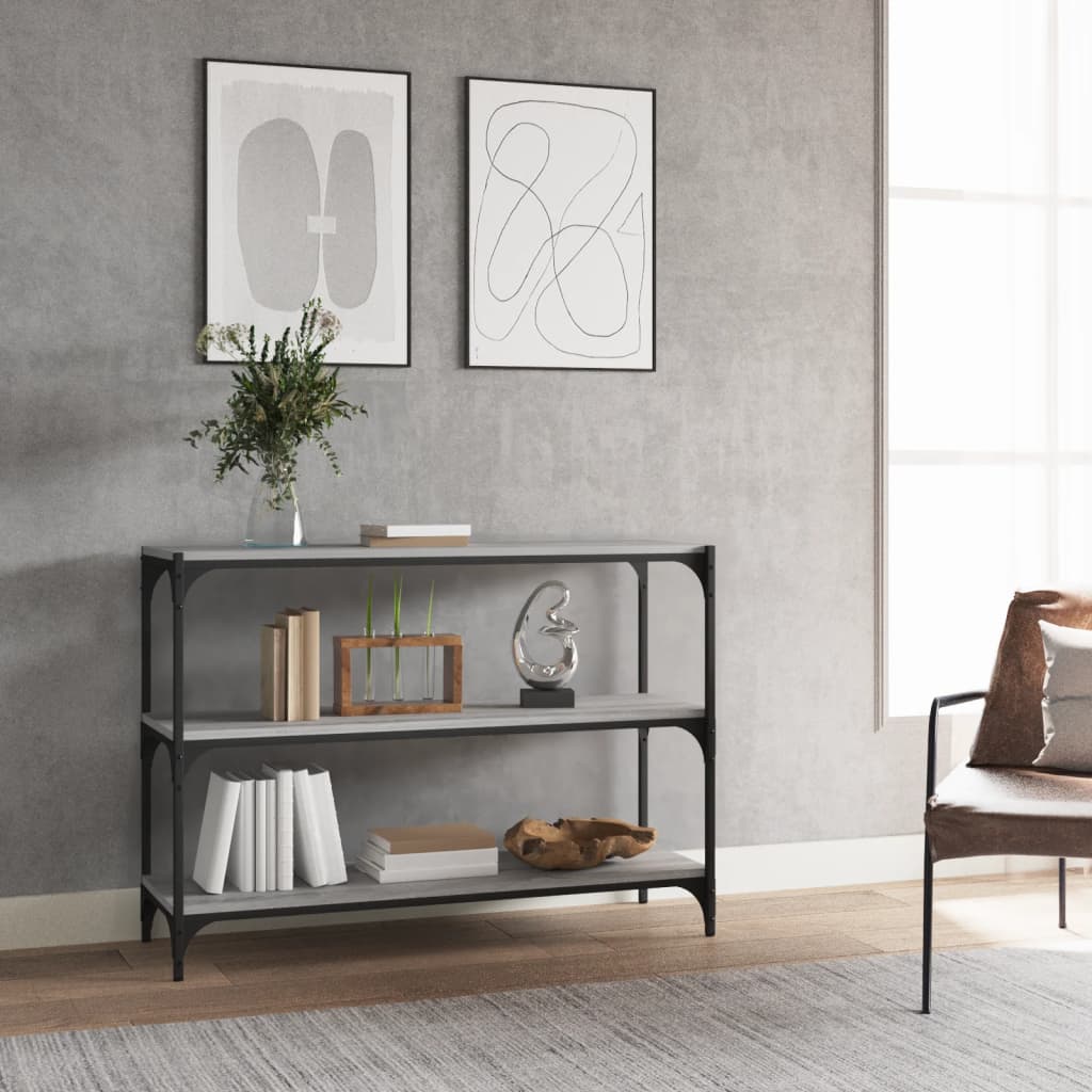 Libreria 60X33X Legno Multistrato E Acciaio Grigio Sonoma