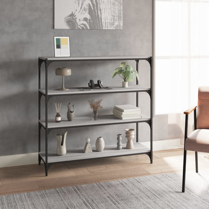 Libreria 60X33X Legno Multistrato E Acciaio Grigio Sonoma