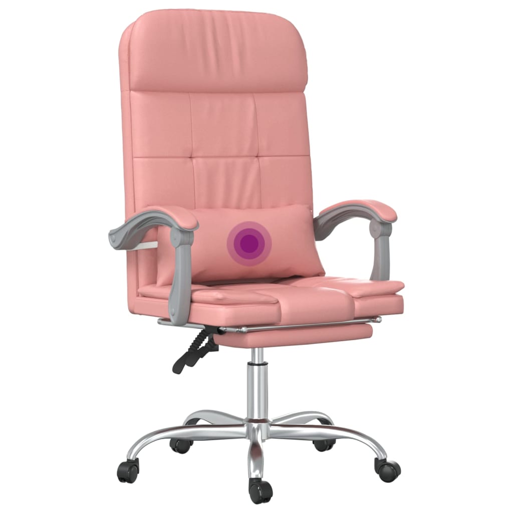 Poltrona Da Ufficio Massaggiante Reclinabile Rosa In Similpelle