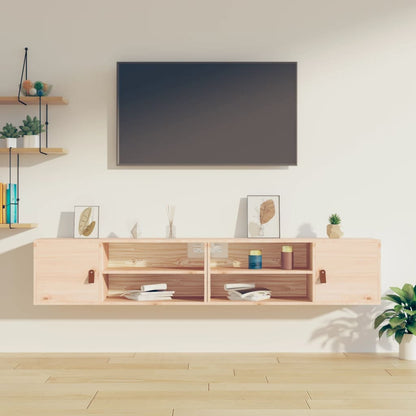 Pensili 2 Pz Marrone Ambra 80X30X30Cm In Legno Massello Di Pino