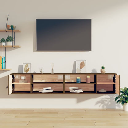 Pensili 2 Pz Marrone Ambra 80X30X30Cm In Legno Massello Di Pino