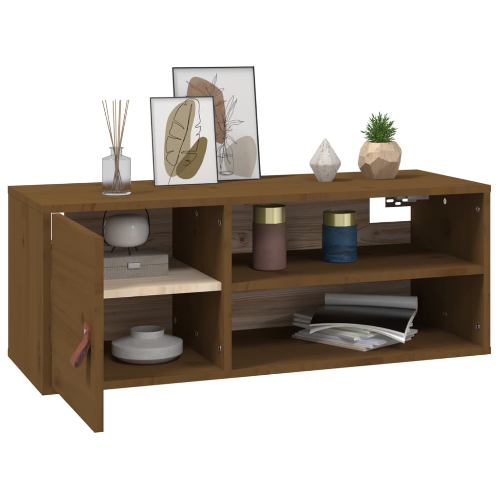Pensili 2 Pz Marrone Ambra 80X30X30Cm In Legno Massello Di Pino