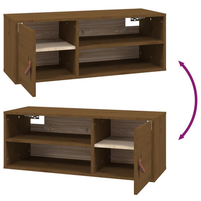 Pensili 2 Pz Marrone Ambra 80X30X30Cm In Legno Massello Di Pino