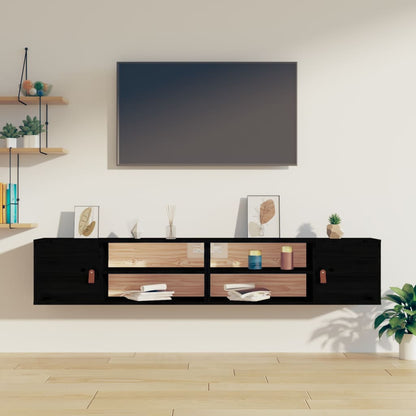 Pensili 2 Pz Marrone Ambra 80X30X30Cm In Legno Massello Di Pino