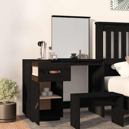 Toeletta Nera 95X50X134 Cm In Legno Massello Di Pino