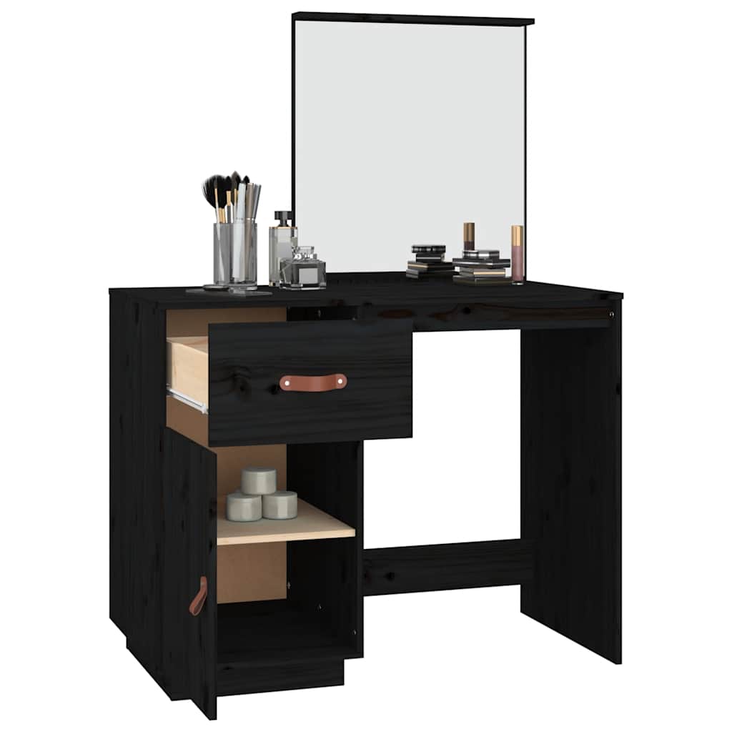Toeletta Nera 95X50X134 Cm In Legno Massello Di Pino