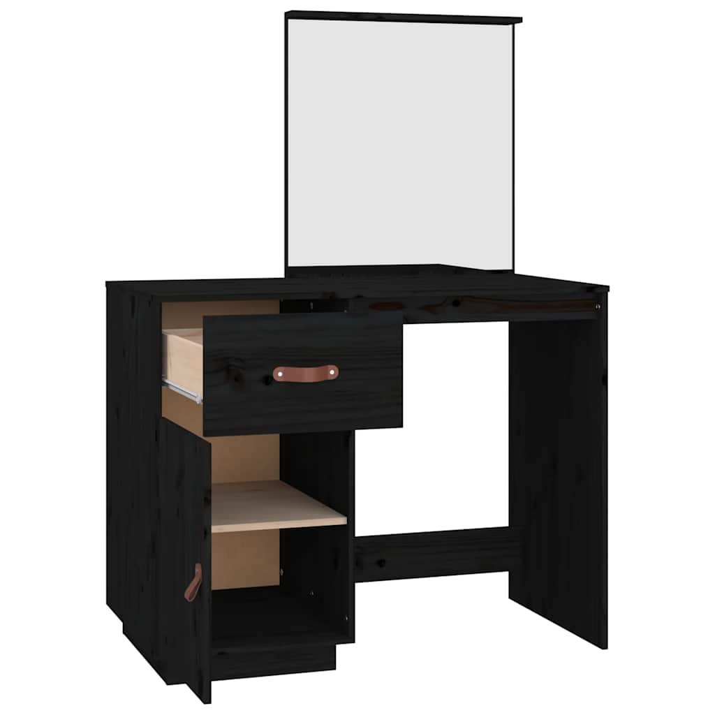 Toeletta Nera 95X50X134 Cm In Legno Massello Di Pino