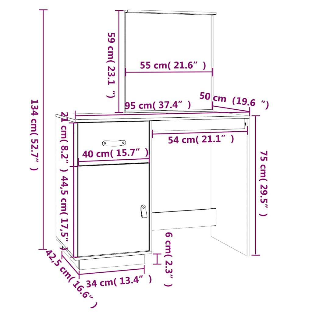 Toeletta Nera 95X50X134 Cm In Legno Massello Di Pino