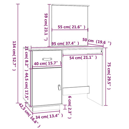 Toeletta Nera 95X50X134 Cm In Legno Massello Di Pino