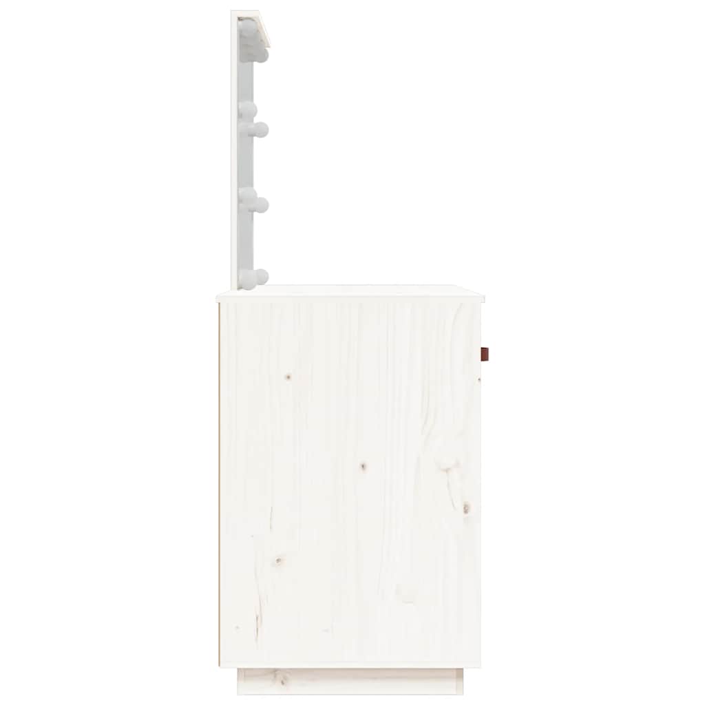Toeletta Con Led Bianca 95X50X133,5Cm In Legno Massello Di Pino
