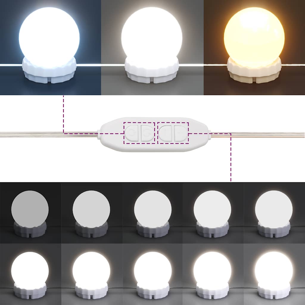 Toeletta Con Led Bianca 95X50X133,5Cm In Legno Massello Di Pino