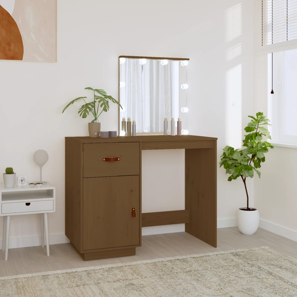 Toeletta Con Led Bianca 95X50X133,5Cm In Legno Massello Di Pino