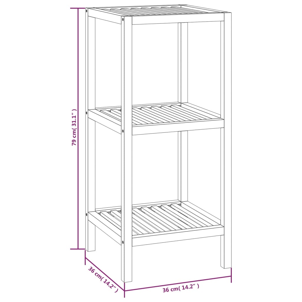Scaffale Da Bagno 36X36X In Legno Massello Di Noce