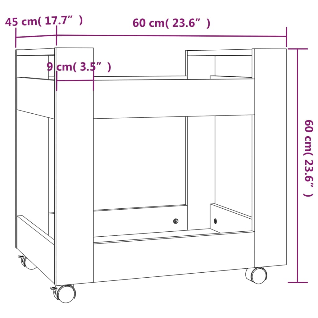 Carrello Scrivania 60X45X60 Cm Legno Multistrato