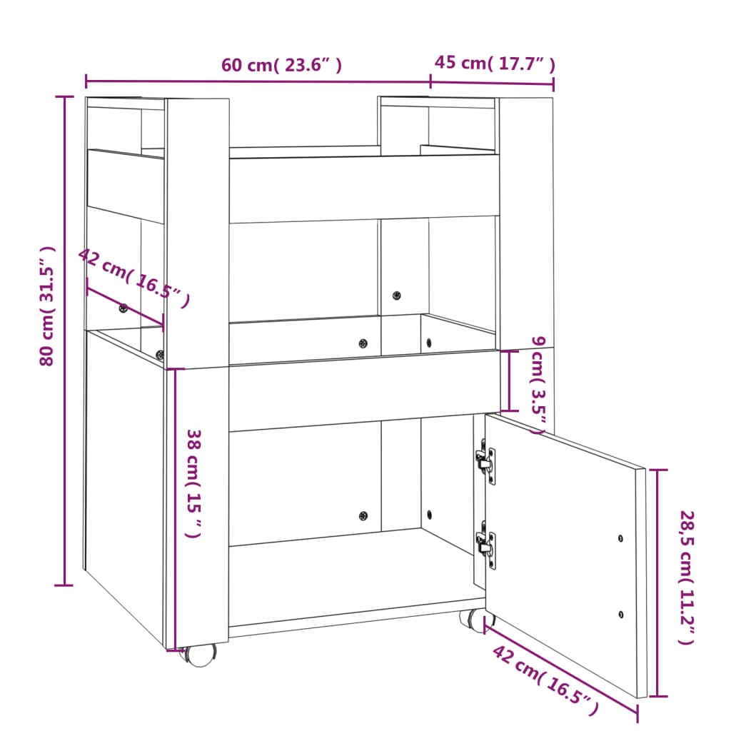 Carrello Da Cucina 60X45X80 Cm Legno Multistrato