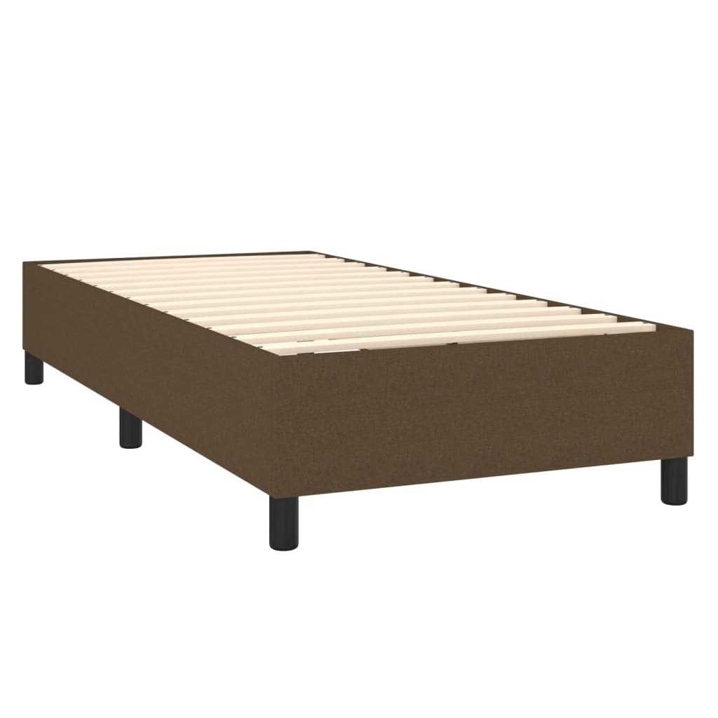 Letto A Molle Materasso E Led Marrone Scuro 80X200Cm In Tessuto Nero