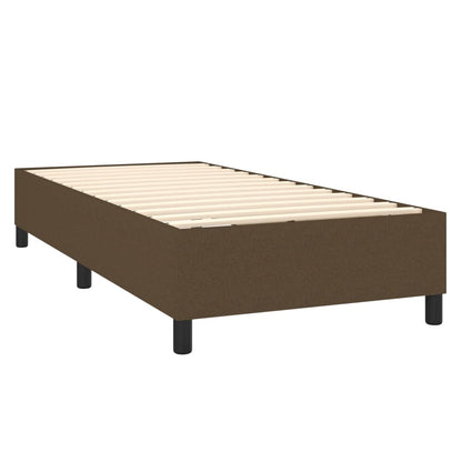 Letto A Molle Materasso E Led Marrone Scuro 80X200Cm In Tessuto Nero