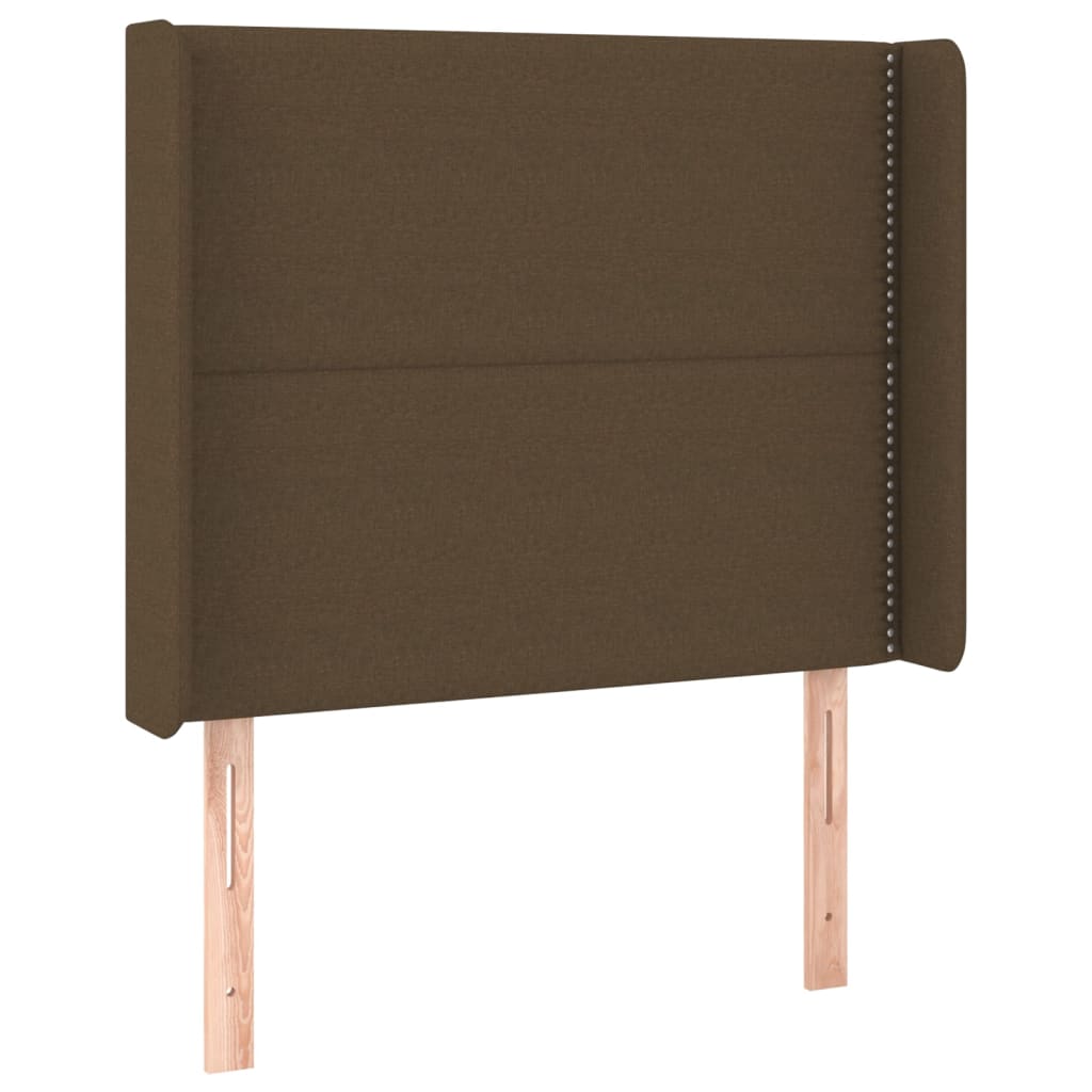 Letto A Molle Materasso E Led Marrone Scuro 80X200Cm In Tessuto Nero