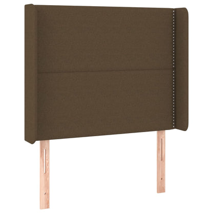 Letto A Molle Materasso E Led Marrone Scuro 80X200Cm In Tessuto Nero