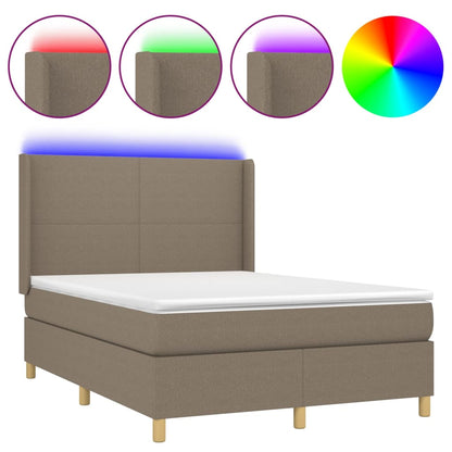 Letto A Molle Con Materasso E Led Tortora In Tessuto Talpa