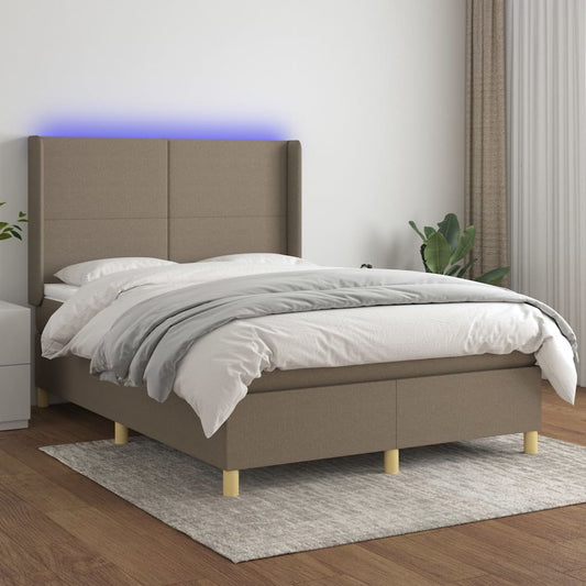 Letto A Molle Con Materasso E Led Tortora In Tessuto Talpa