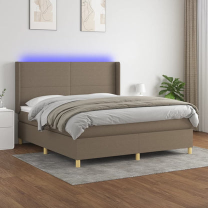 Letto A Molle Con Materasso E Led Tortora In Tessuto Talpa
